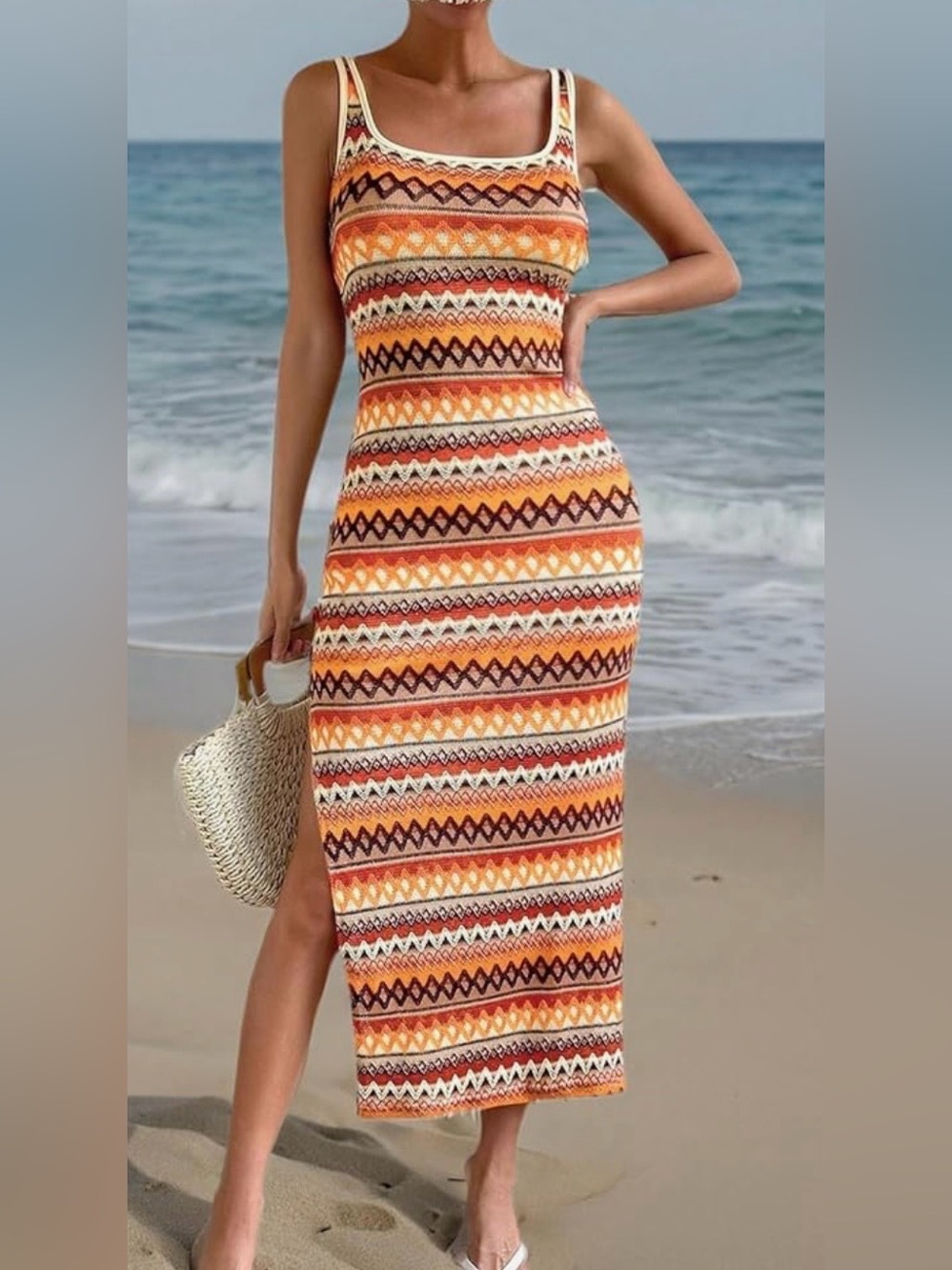 PRETTYGARDEN Summer Dress Square Neck Tank Striped Boho Sundress Criuse Outfit